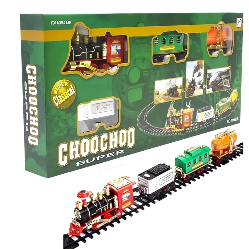 Super ChooChoo Classical Train Set – Battery Operated Electric Railway with Smoke & Light Effects